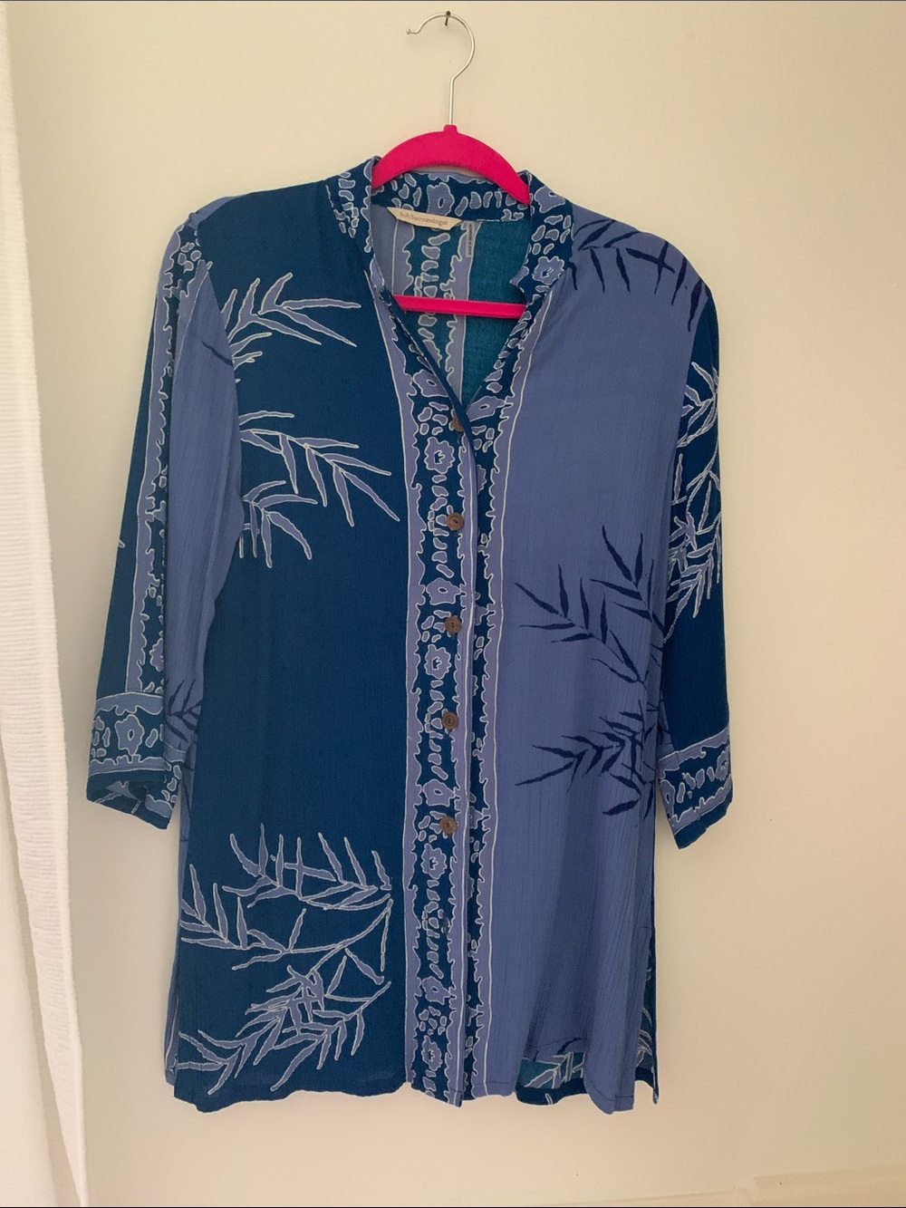 Soft Surroundings Shades of Blue Patterned Top/Kimono